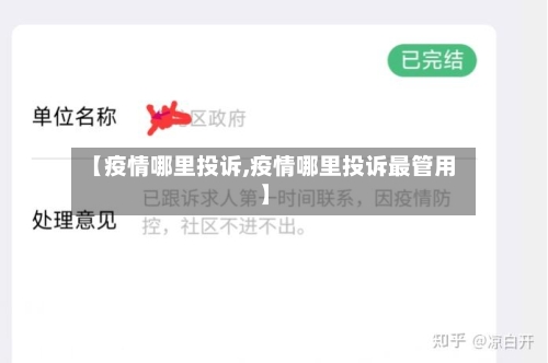 【疫情哪里投诉,疫情哪里投诉最管用】