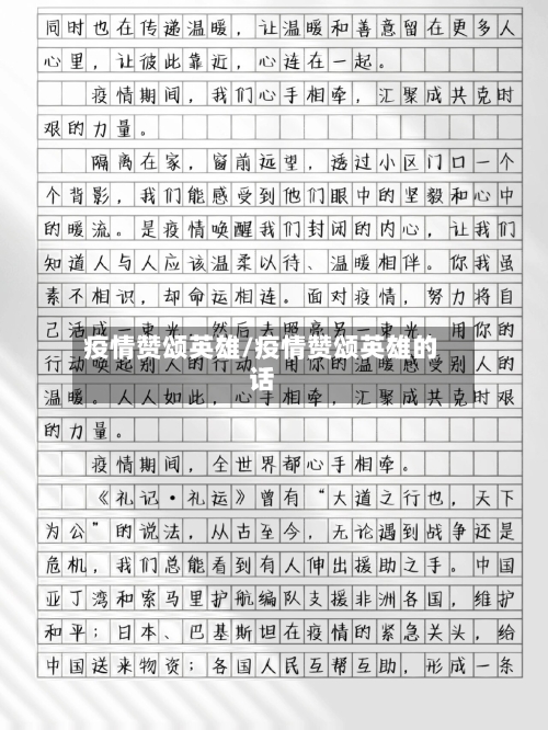 疫情赞颂英雄/疫情赞颂英雄的话