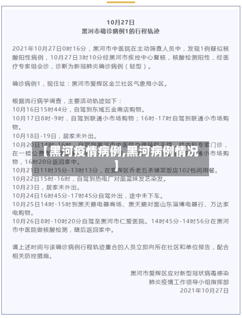 【黑河疫情病例,黑河病例情况】