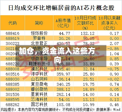 加仓，资金流入这些方向