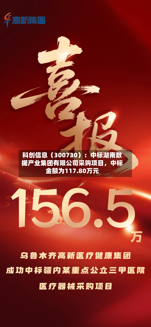 科创信息(300730):中标湖南数据产业集团有限公司采购项目,中标金额为117.80万元