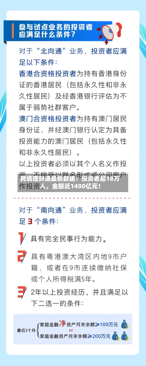 跨境理财通最新数据：投资者超18万人，金额近1400亿元！