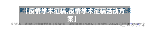 【疫情学术征稿,疫情学术征稿活动方案】