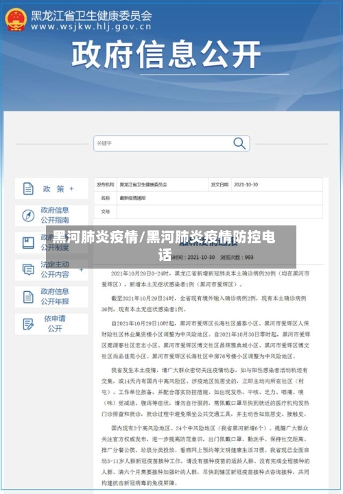 黑河肺炎疫情/黑河肺炎疫情防控电话