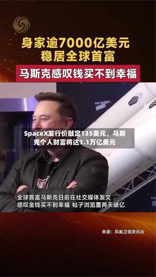 SpaceX发行价敲定135美元,马斯克个人财富将达1.1万亿美元