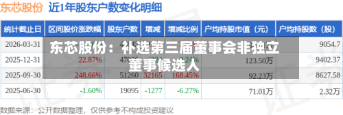 东芯股份：补选第三届董事会非独立董事候选人