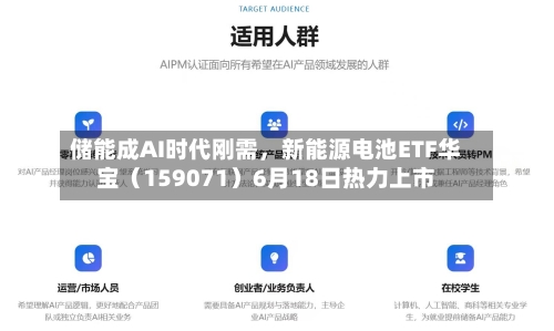 储能成AI时代刚需,新能源电池ETF华宝(159071)6月18日热力上市