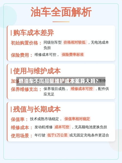 燃油车不同排量维护成本差异大吗?